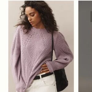 By Anthropologie Scalloped Collar Sweater in Lilac, EUC, XL